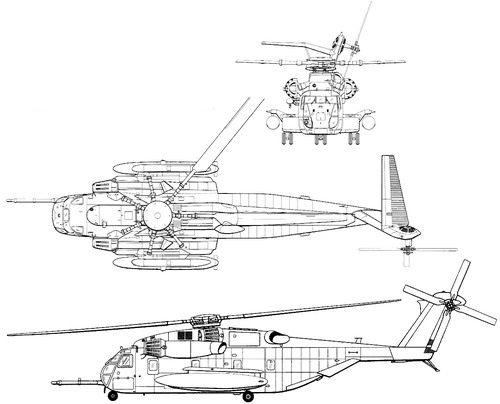 Plan 3 vues du Sikorsky CH-53E Super Stallion