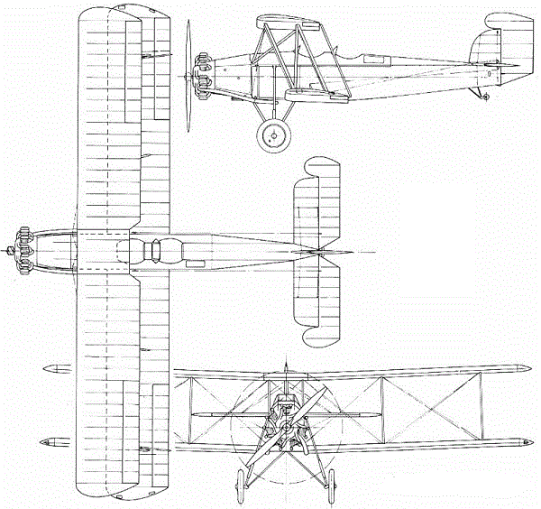 Plan 3 vues du Curtiss N2C Fledgling