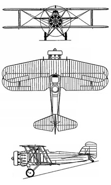 Plan 3 vues du Curtiss O2C Helldiver