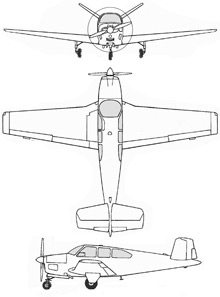 Plan 3 vues du Beechcraft Bonanza