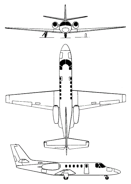 Plan 3 vues du Cessna UC-35 / T-47 / OT-47 Citation