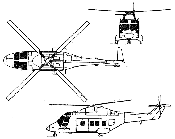 Plan 3 vues du Westland WG.30