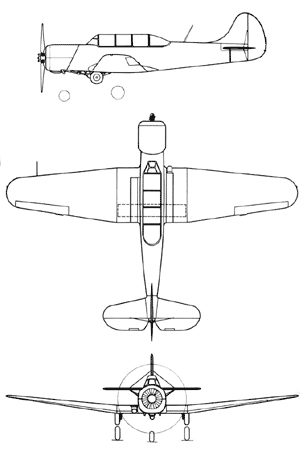 Plan 3 vues du Yakovlev Yak-18 ‘Max’