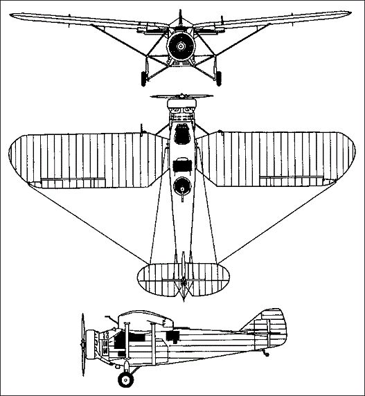 Plan 3 vues du Mitsubishi K3M ‘Pine’