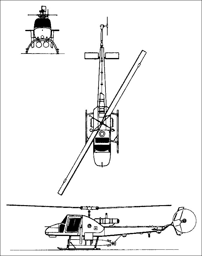 Plan 3 vues du Agusta A-106