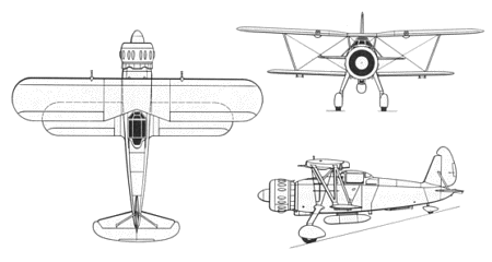 Plan 3 vues du Arado Ar 197