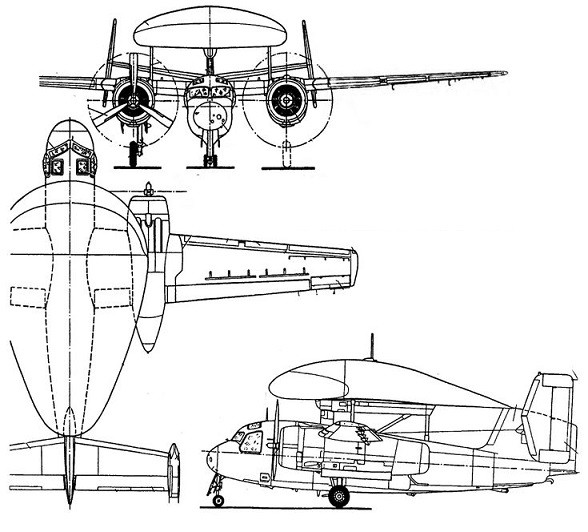 Plan 3 vues du Grumman E-1 Tracer