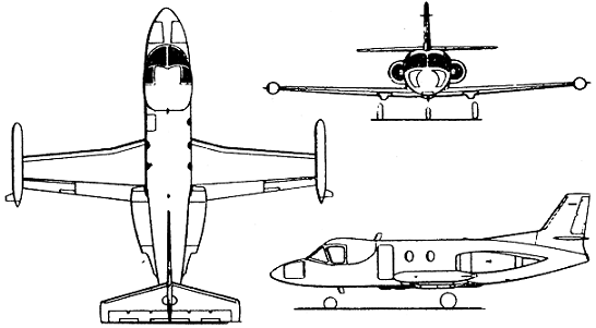 Plan 3 vues du Piaggio PD.808