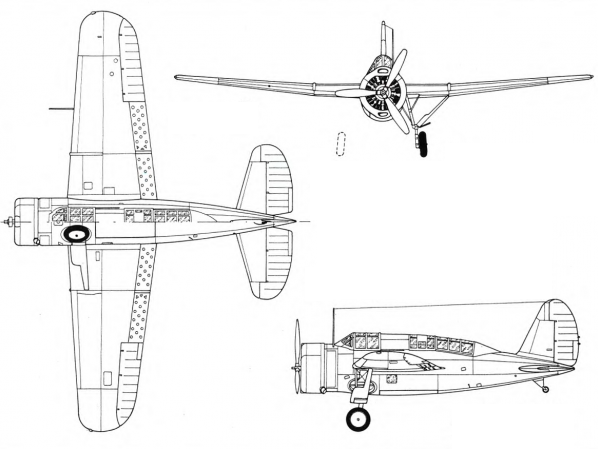 Plan 3 vues du Naval Aircraft Factory SBN