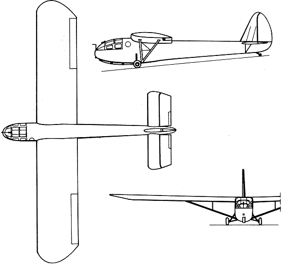 Plan 3 vues du Waco CG-3