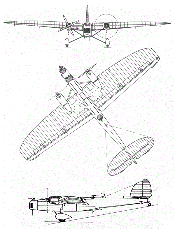 Plan 3 vues du Dornier Do 11 / Do 13 / Do 23