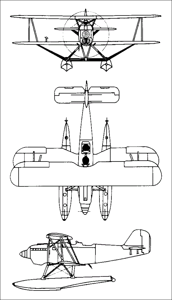Plan 3 vues du Heinkel He 60