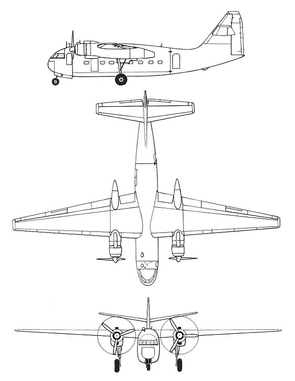 Plan 3 vues du Breguet Br.890 Mercure et Br.891 Mars