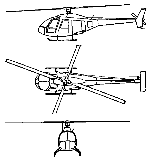 Plan 3 vues du Mil Mi-34 ‘Hermit’