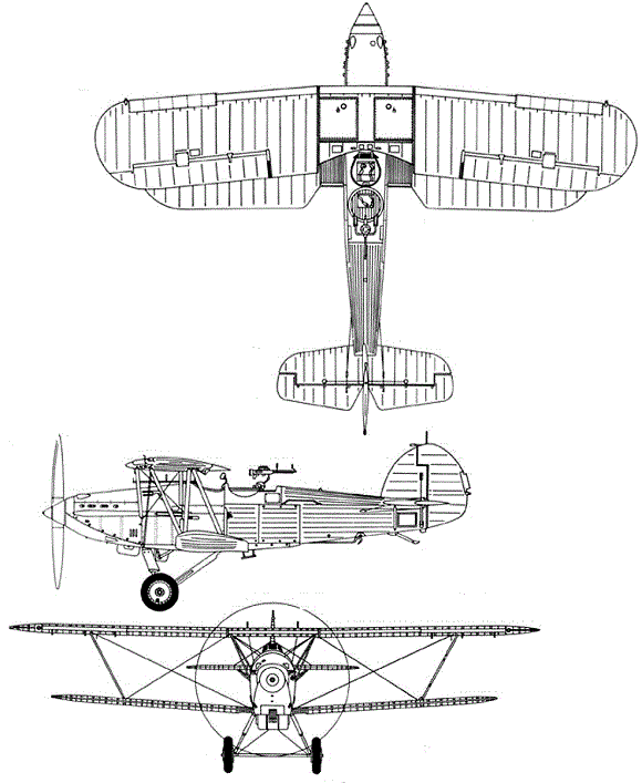 Plan 3 vues du Hawker Osprey