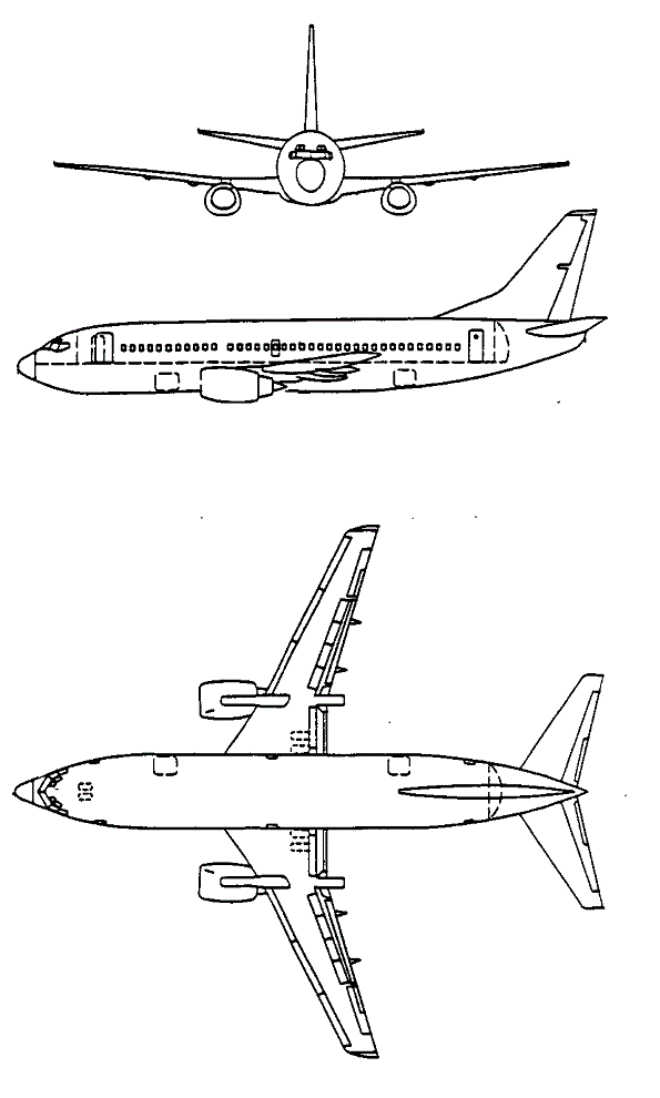 Plan 3 vues du Boeing C-40 Clipper