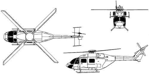 Plan 3 vues du HAL Dhruv