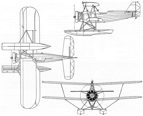 Plan 3 vues du Aichi E3A