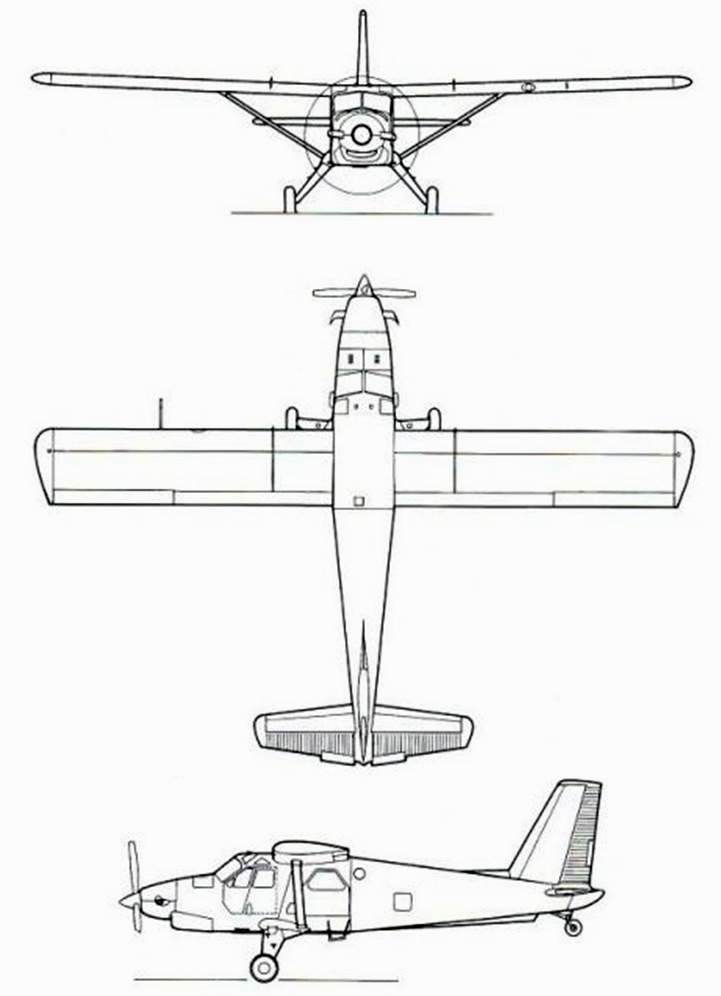 Plan 3 vues du Viking Turbo Beaver