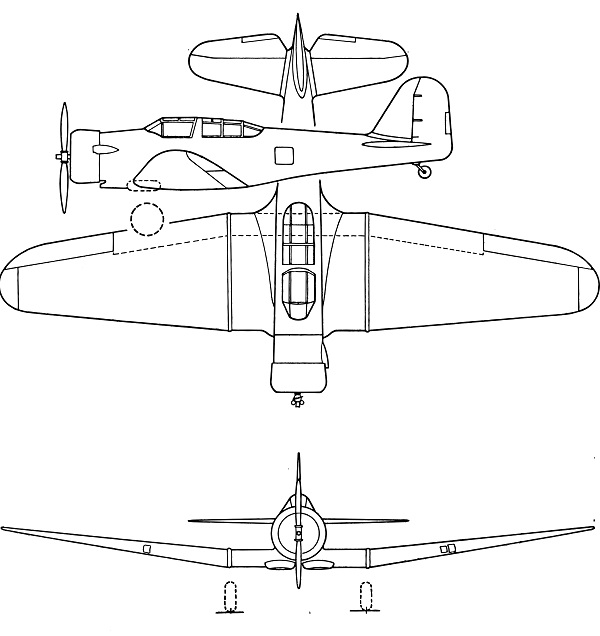 Plan 3 vues du Northrop A-17 Nomad