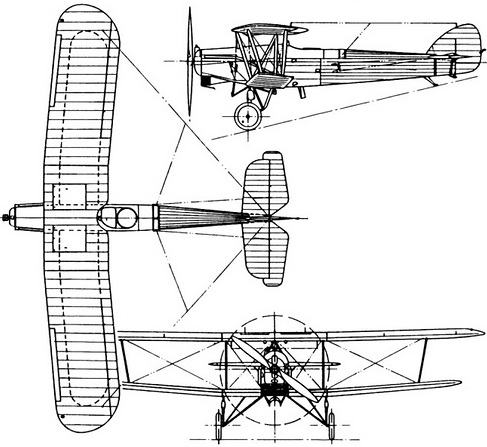 Plan 3 vues du Hawker Horsley