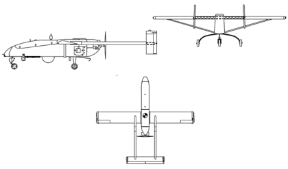 Plan 3 vues du AAI RQ-2 Pioneer