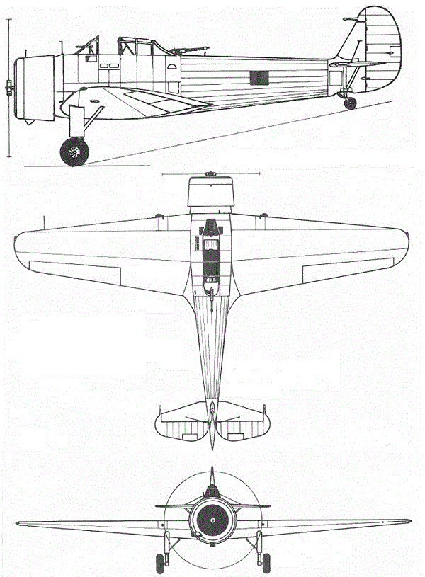 Plan 3 vues du Caproni Ca.305