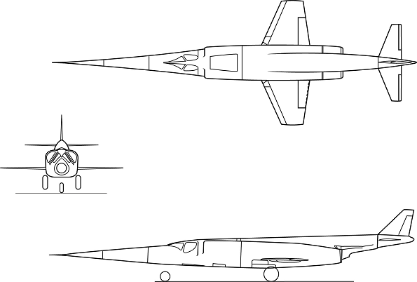 Plan 3 vues du Douglas X-3 Stiletto