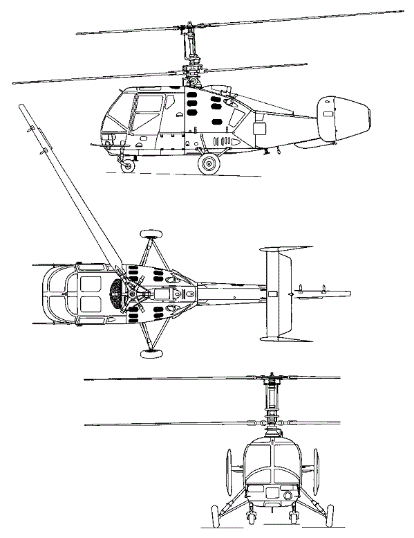 Plan 3 vues du Kamov Ka-15 'Hen'