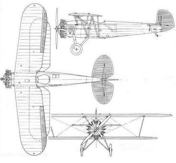 Plan 3 vues du Boeing F3B