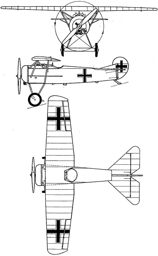 Plan 3 vues du Fokker E.V