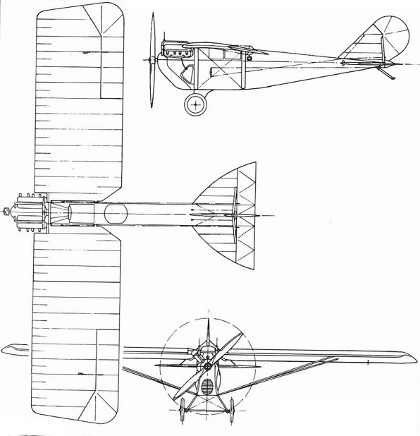 Plan 3 vues du Loening M-8 Kitten