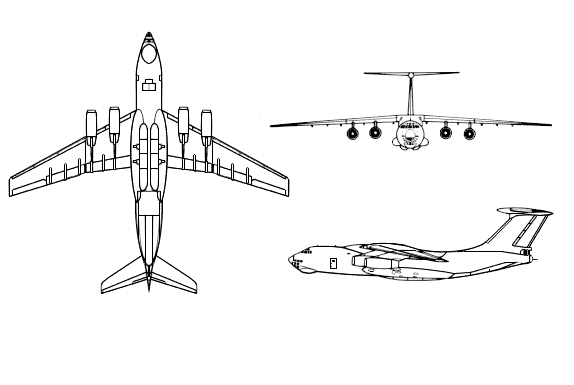 Plan 3 vues du Ilyushin Il-78 ‘Midas’