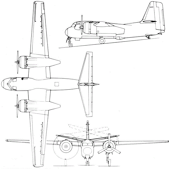 Plan 3 vues du Grumman C-1 / EC-1 Trader