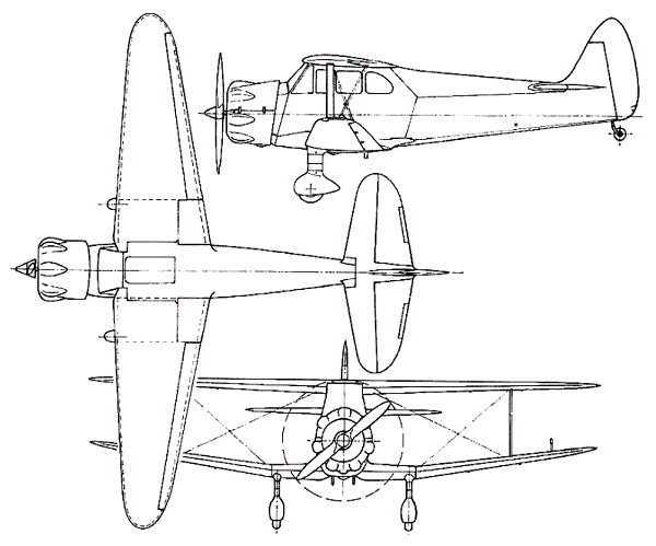 Plan 3 vues du Airspeed AS.30 Queen Wasp