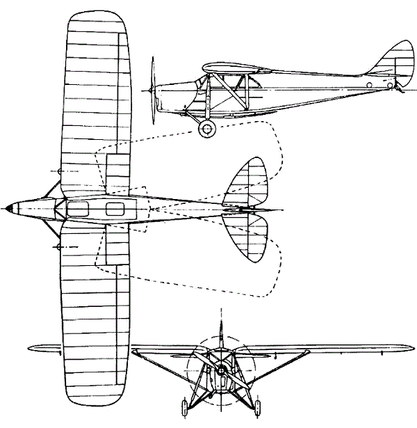 Plan 3 vues du De Havilland D.H.80 Puss Moth