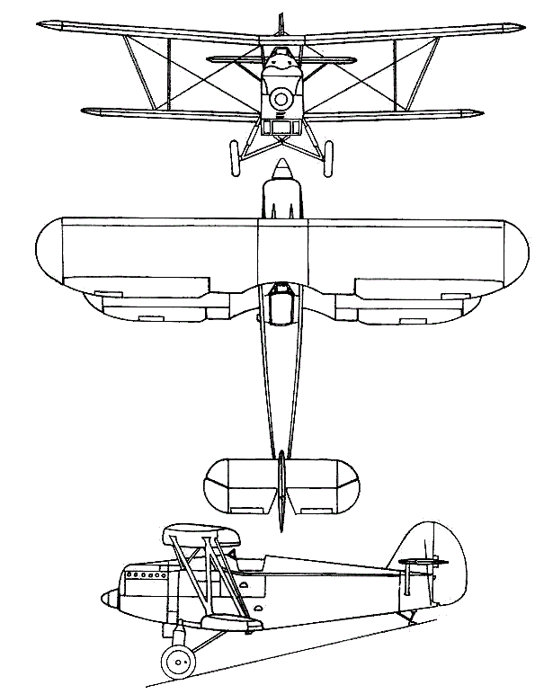 Plan 3 vues du Arado Ar 65