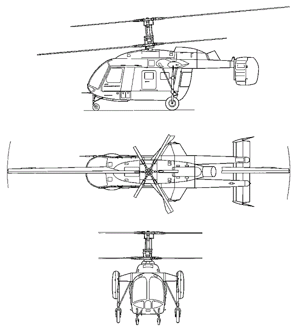 Plan 3 vues du Kamov Ka-26 ‘Hoodlum’