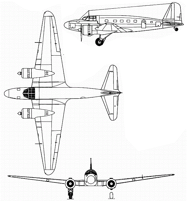 Plan 3 vues du Mitsubishi Ki-57 ‘Topsy’