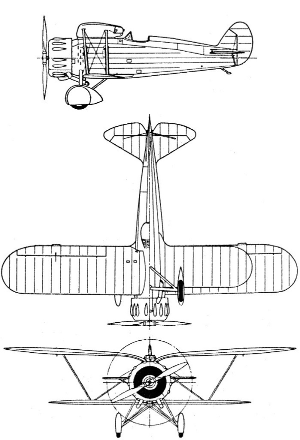 Plan 3 vues du Meridionali Ro.41