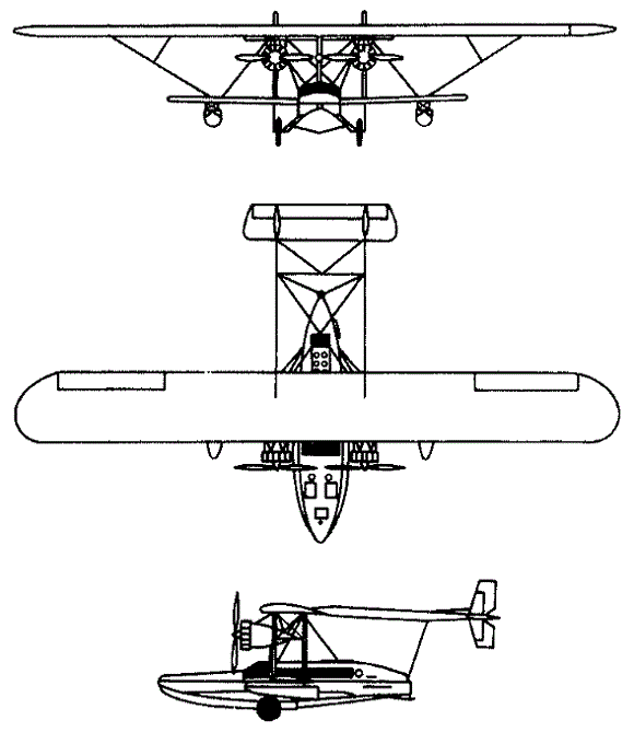 Plan 3 vues du Sikorsky RS Air Yacht