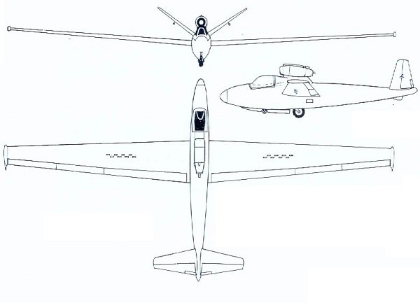 Plan 3 vues du Fouga CM.8 Cyclone