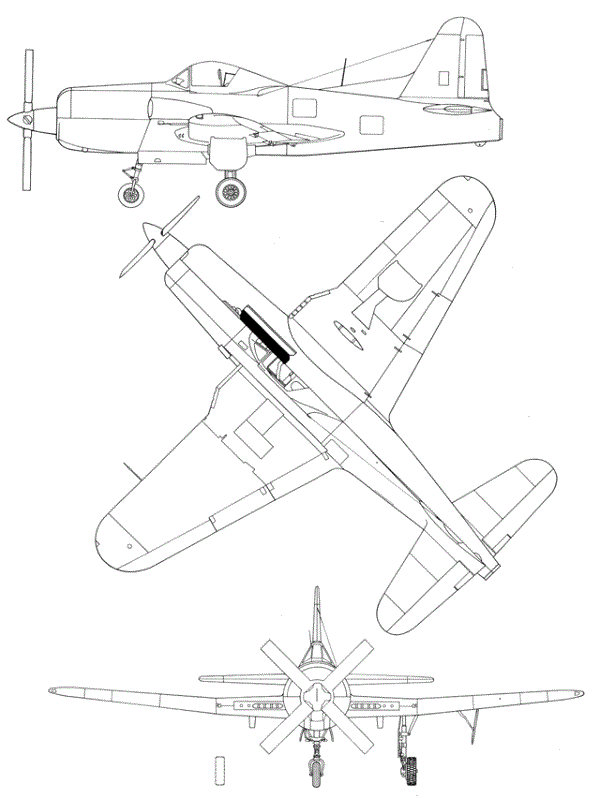 Plan 3 vues du Ryan XF2R Dark Shark