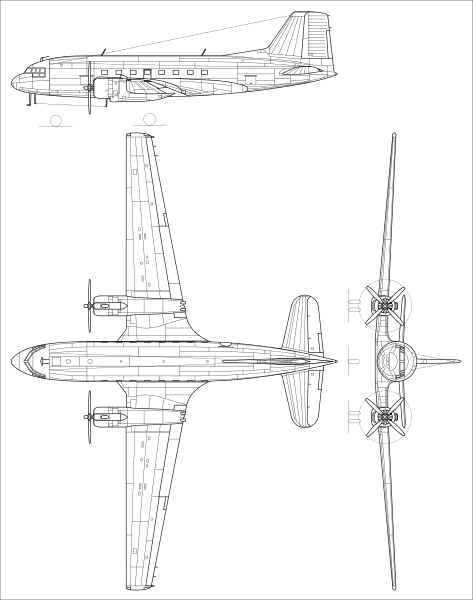 Plan 3 vues du Ilyushin Il-14 ‘Crate’