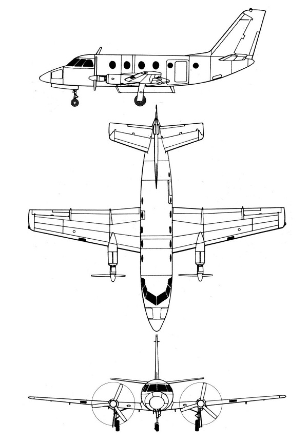 Plan 3 vues du Dassault MD.320 Hirondelle