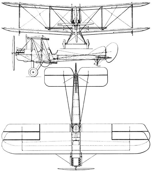 Plan 3 vues du R.A.F. BE.2