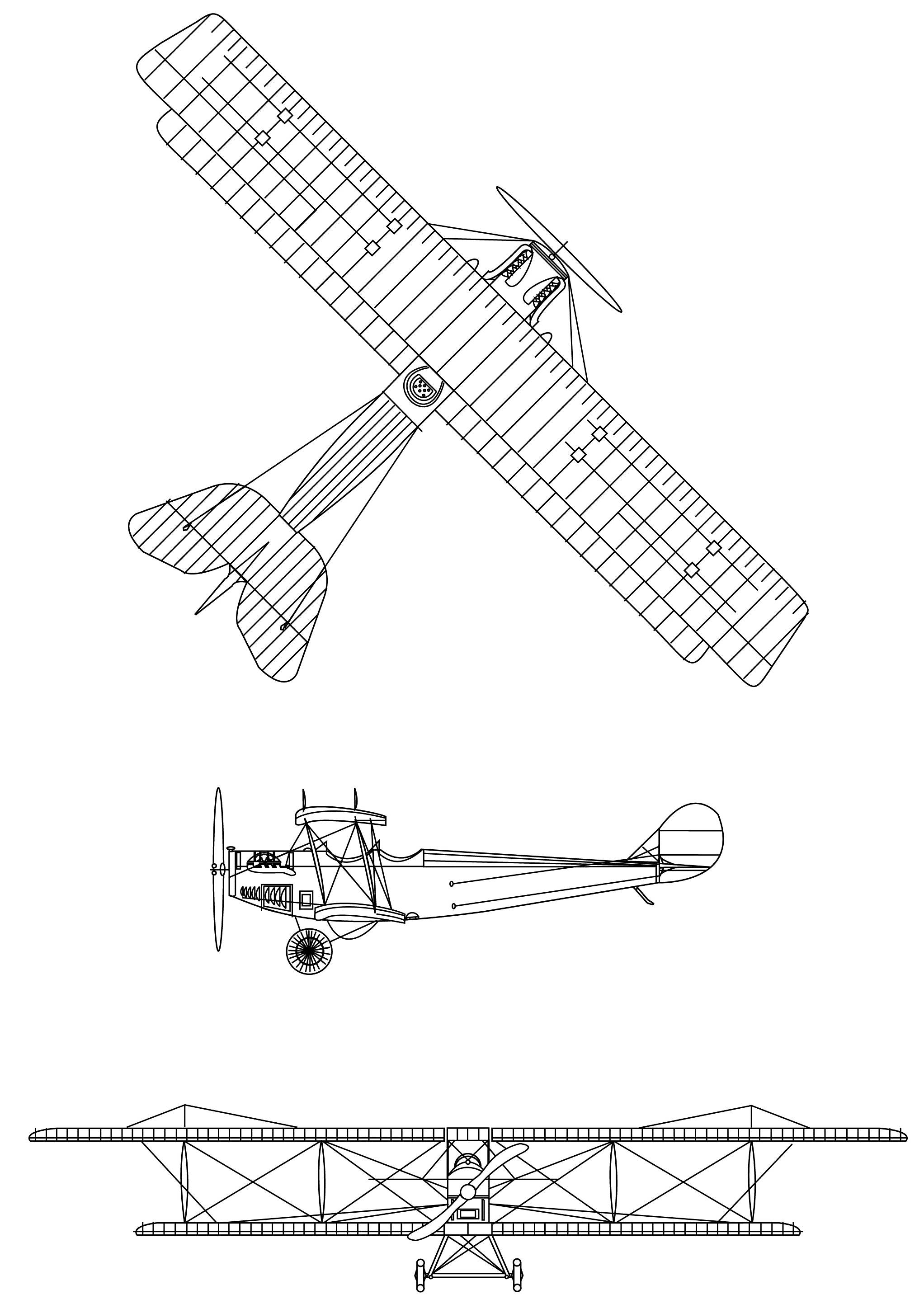 Plan 3 vues du Canadian Aeroplanes JN-4CA Canuck