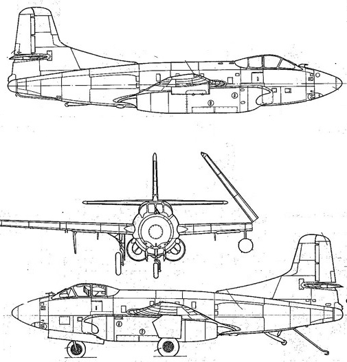 Plan 3 vues du Douglas EF-10 White Whale