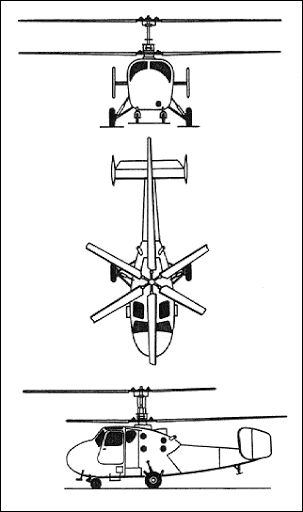 Plan 3 vues du Kamov Ka-18 'Hog'