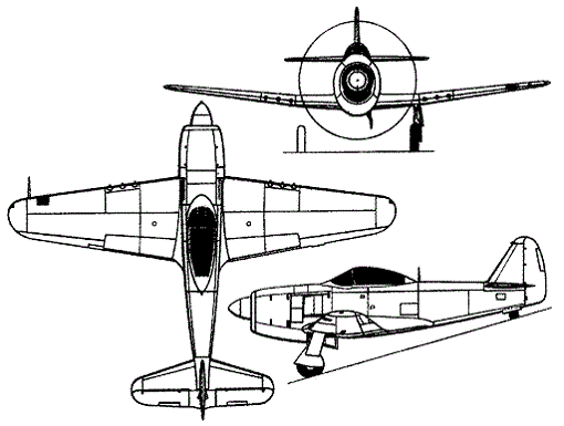 Plan 3 vues du Curtiss XP-60